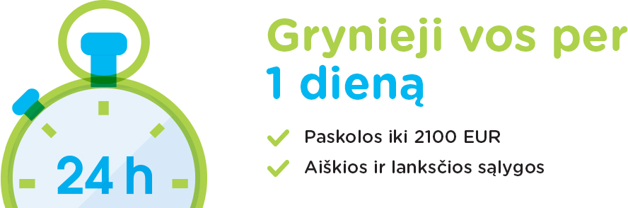 Grynieji pinigai vos per 1 dieną